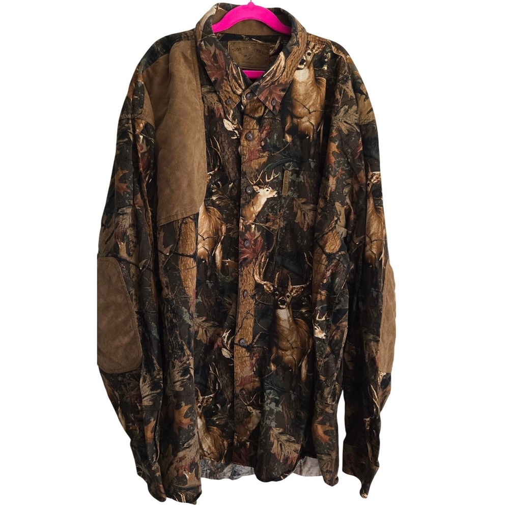 North River Outfitters Men's Camo Button Up‎ Long Sleeve Deer Hunting Shirt